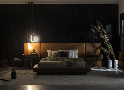 Bed Color Brown Faux Leather Modern Style Luxury Bedroom Comfortable